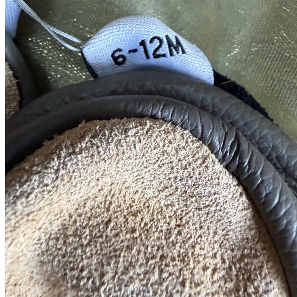 PanKola Baby Soft Sole Leather Booties Grey Panda Infant Shoes 6-12M‎